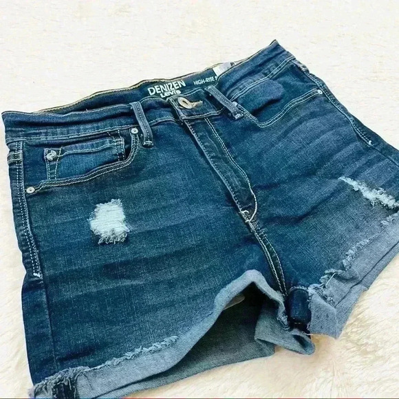 Levi’s Denizen High Rise Faded Webbed Stretch Denim Jean Shorts Size 11 (W30) - Picture 2 of 14